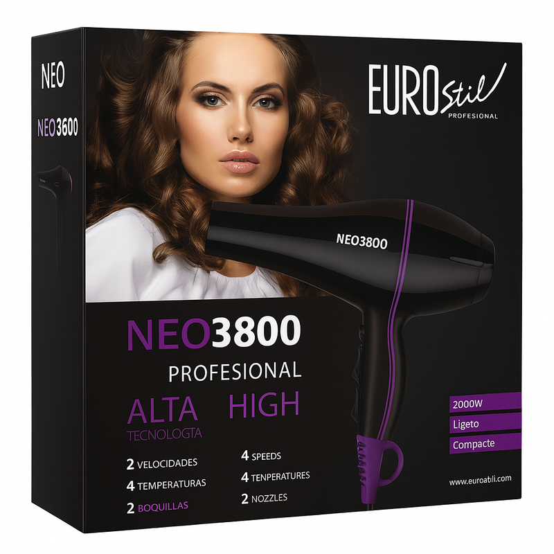 SECADOR PROFESIONAL EUROSTIL MODELO NEO IONIC 3800 CON 2000 WATT