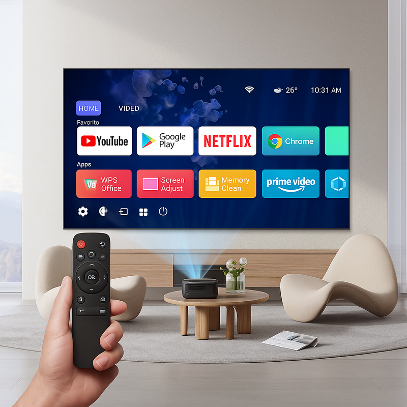 PROYECTOR INTELIGENTE 4K, CON WIFI, BLUETHOOT