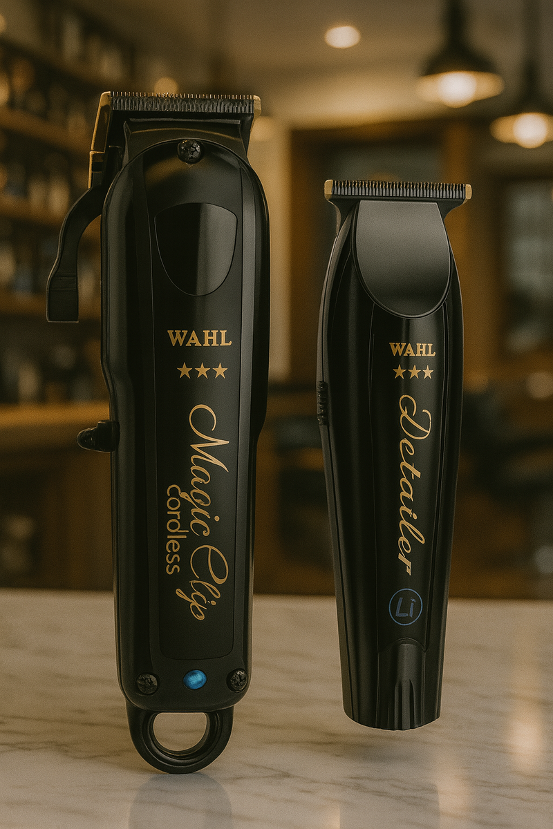 COMBO BARBER CORTADORA WAHL MAGIC CLIP CORDLESS + DETAILER INALÁMBRICA SERIE 5 STAR