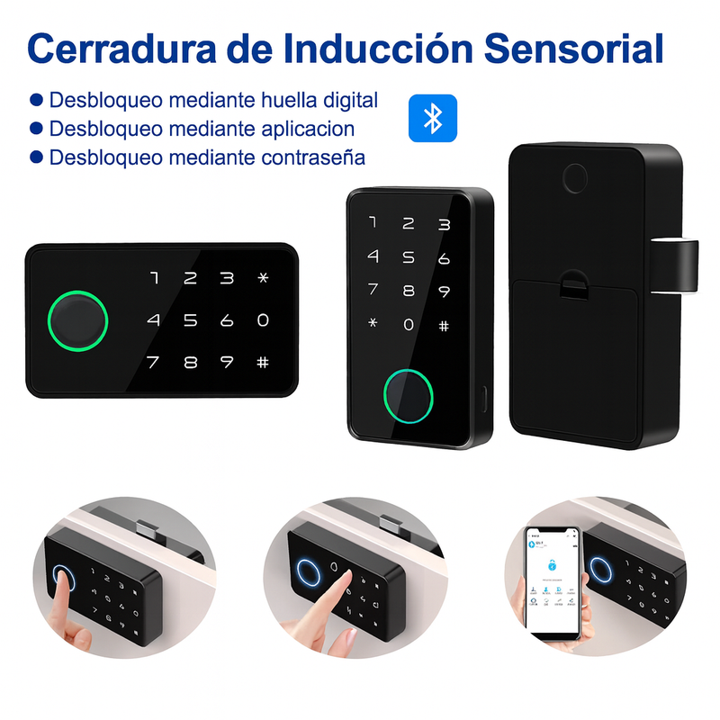 CERRADURA ELECTRONICA, CON HUELLA, PIN TAG O APLICACION ANDROID O IOS