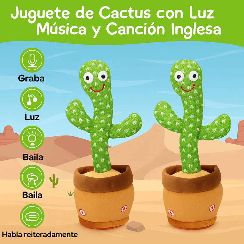 JUGUETE DE CACTUS QUE CANTA BAILANDO, ALIVIO DE ESTRÉS
