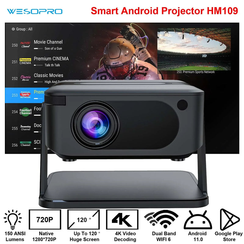 PROYECTOR INTELIGENTE 4K, CON WIFI, BLUETHOOT